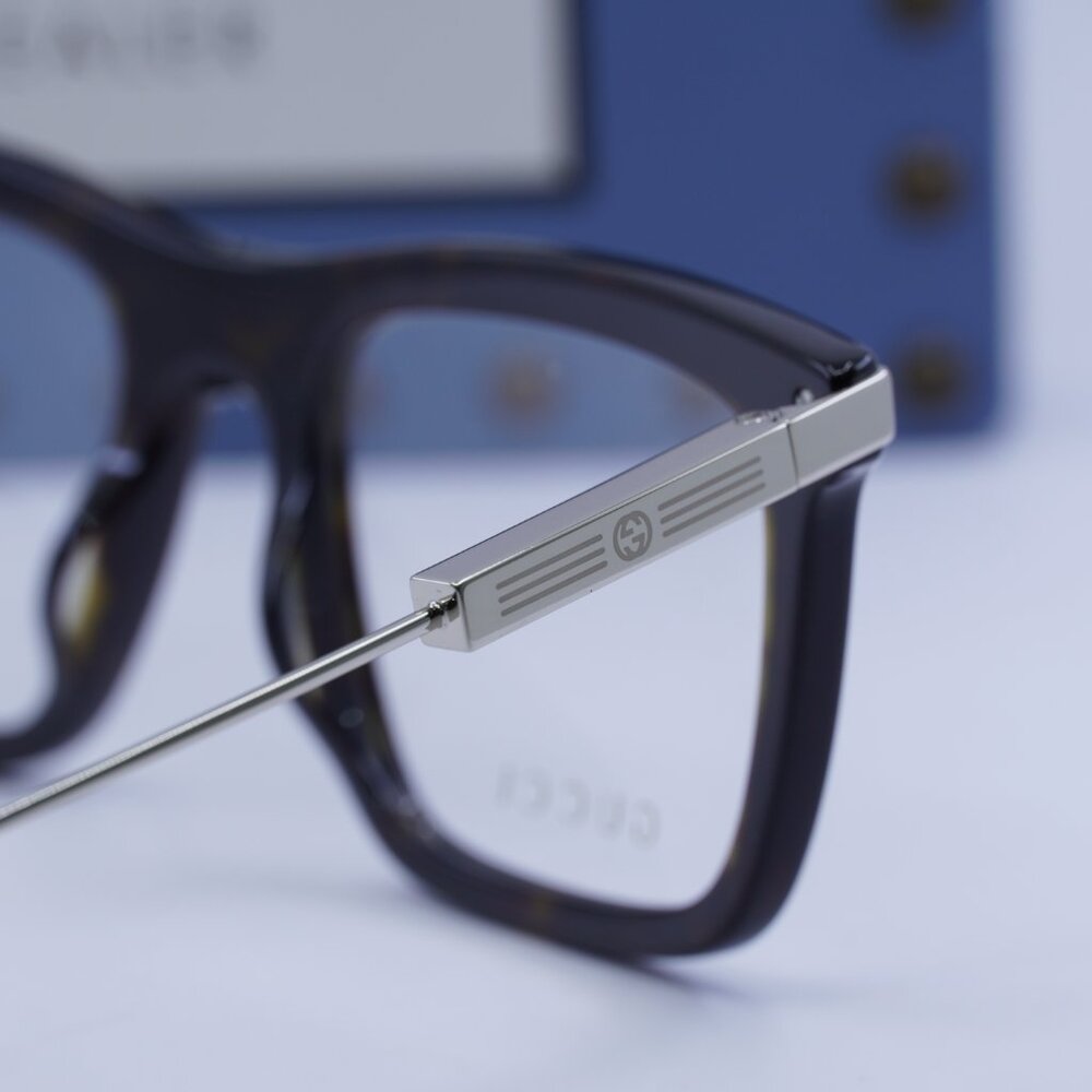 Gucci GG1438O 002 Square Eyeglasses 53mm Havana/Silver - Picture 10 of 12